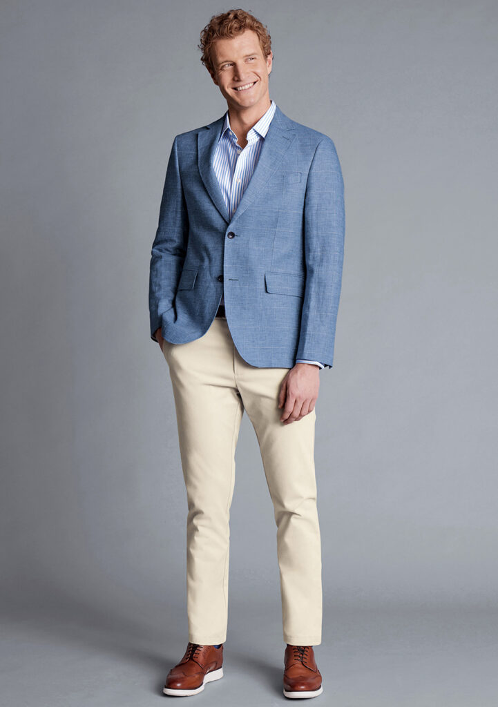 Dark blazer outlet with light pants