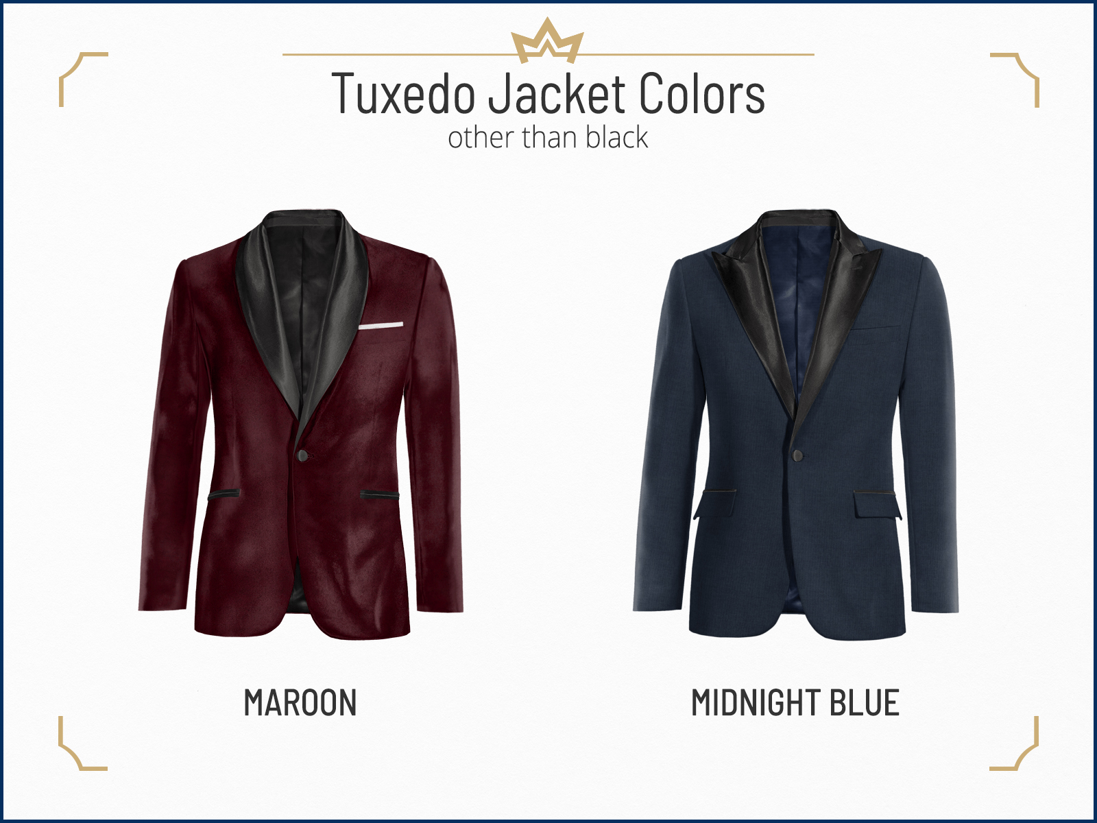 Maroon vs. midnight blue tuxedo jacket colors