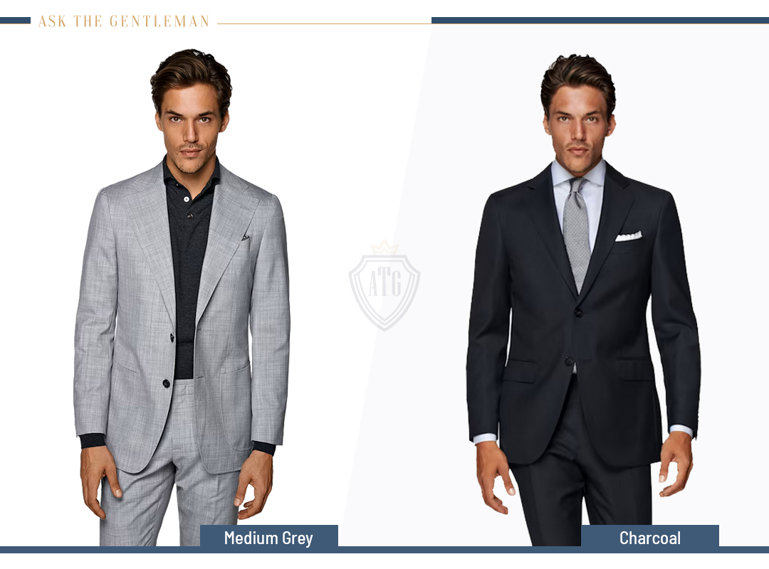 Medium grey vs. charcoal grey suit