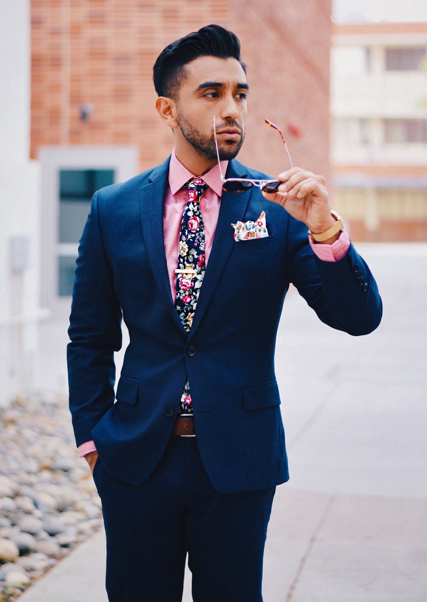 Pink shirt and blue blazer hotsell