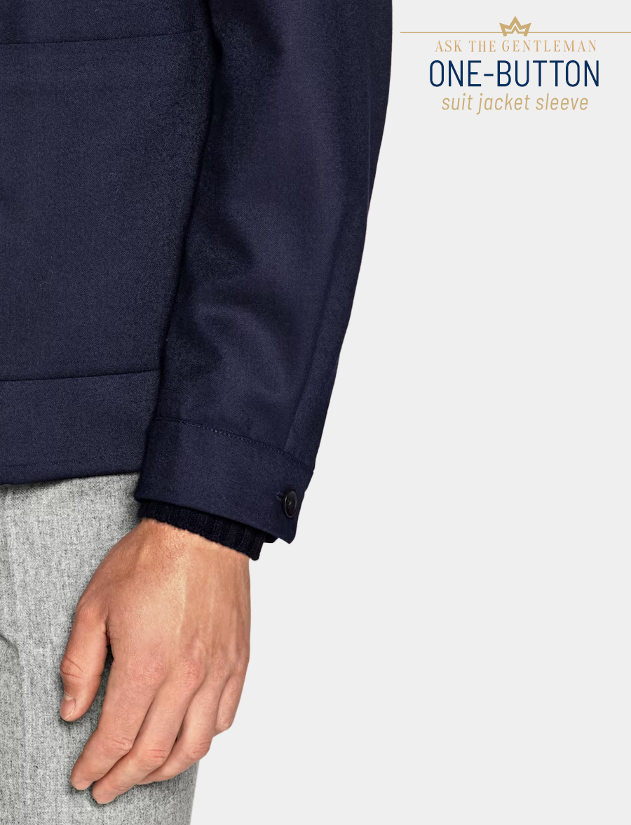 One-button suit jacket sleeve