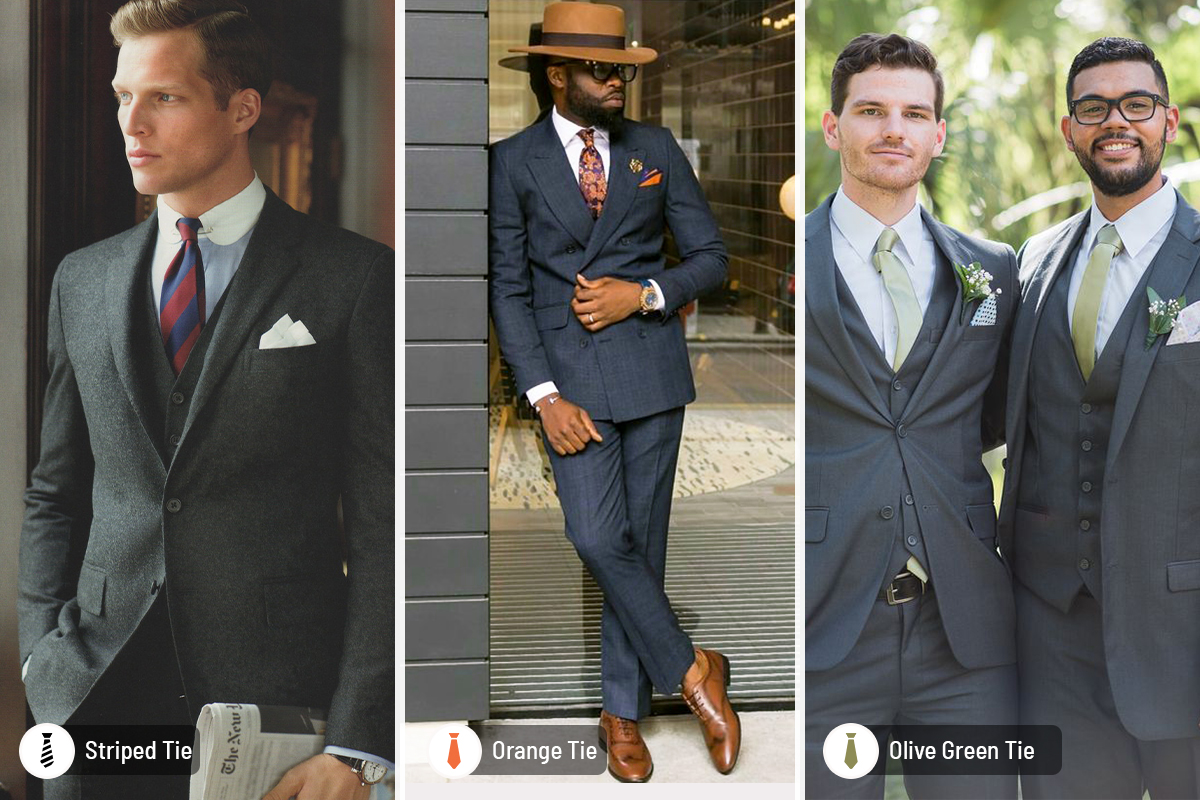 Other tie styles you can wear with a charcoal suit