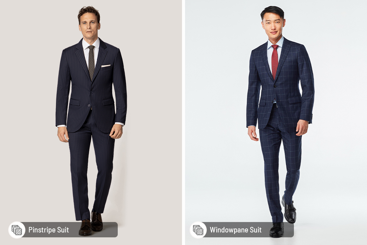 Pinstripe suit vs. windowpane suit patterns
