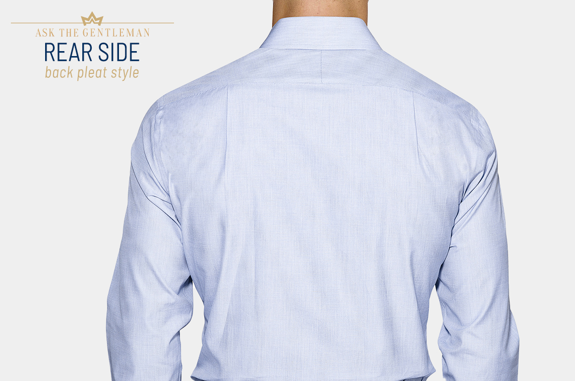 Rear side pleats dress shirt style