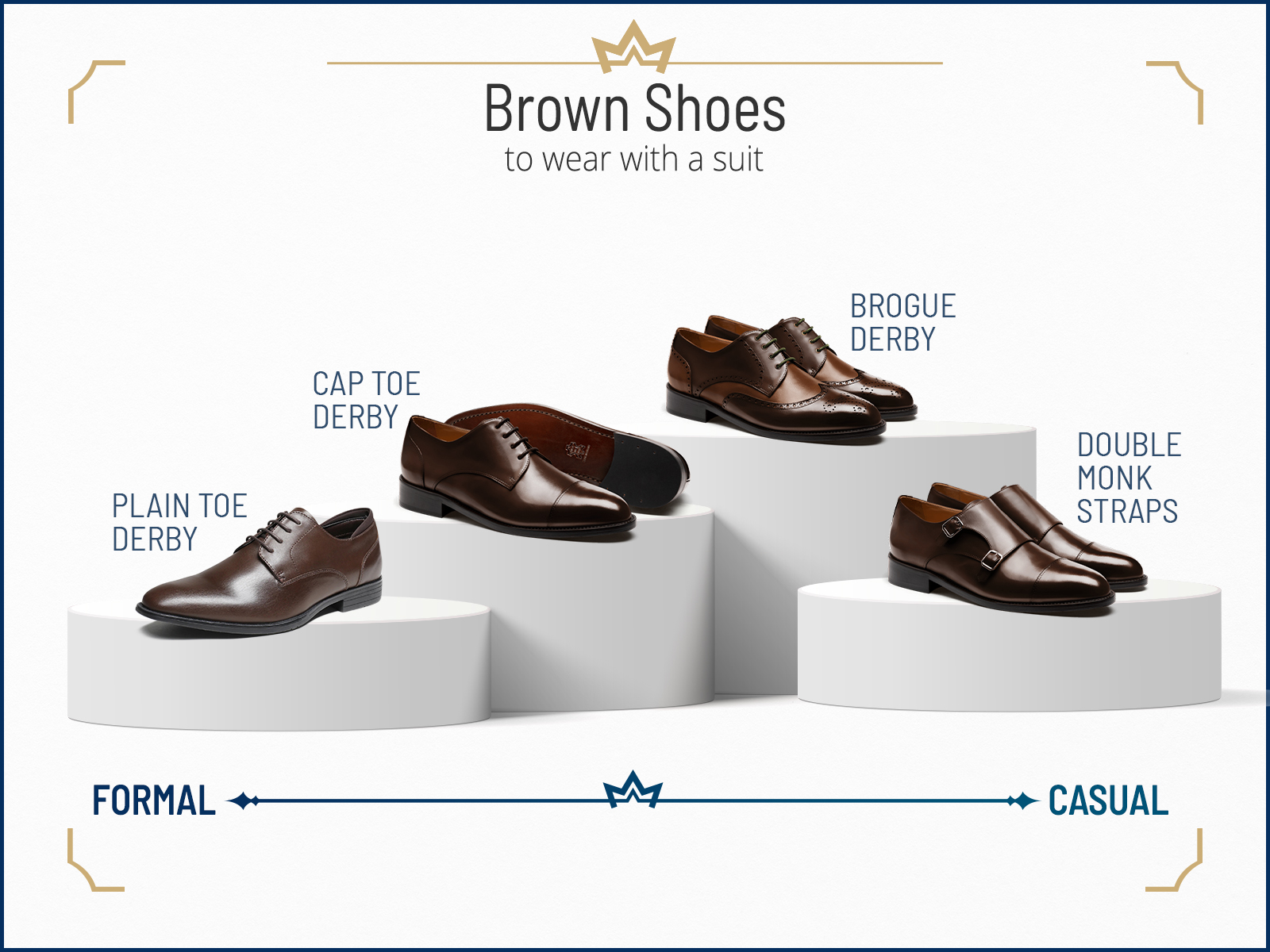 Brown dress shoe types to wear with a suit