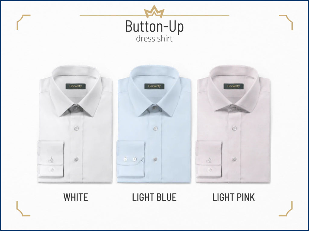 Recommended button-up dress shirt colors for semi-formal events