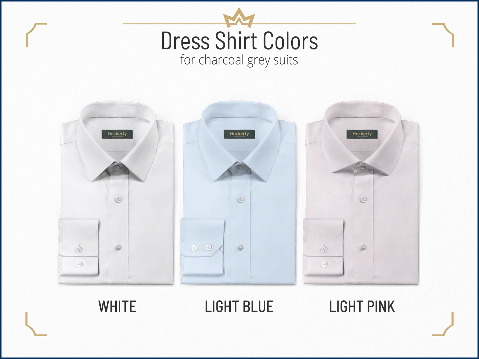 Recommended dress shirt colors for a charcoal suit