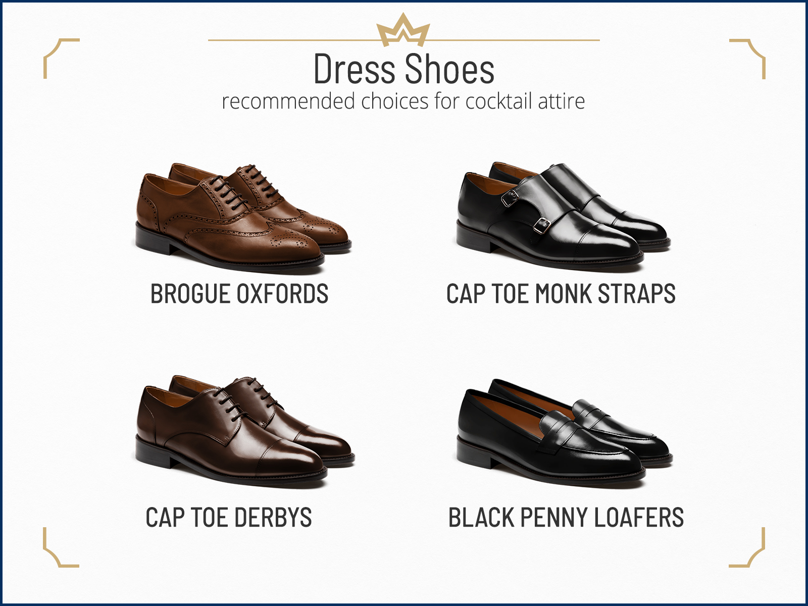 Recommended dress shoes for cocktail attire