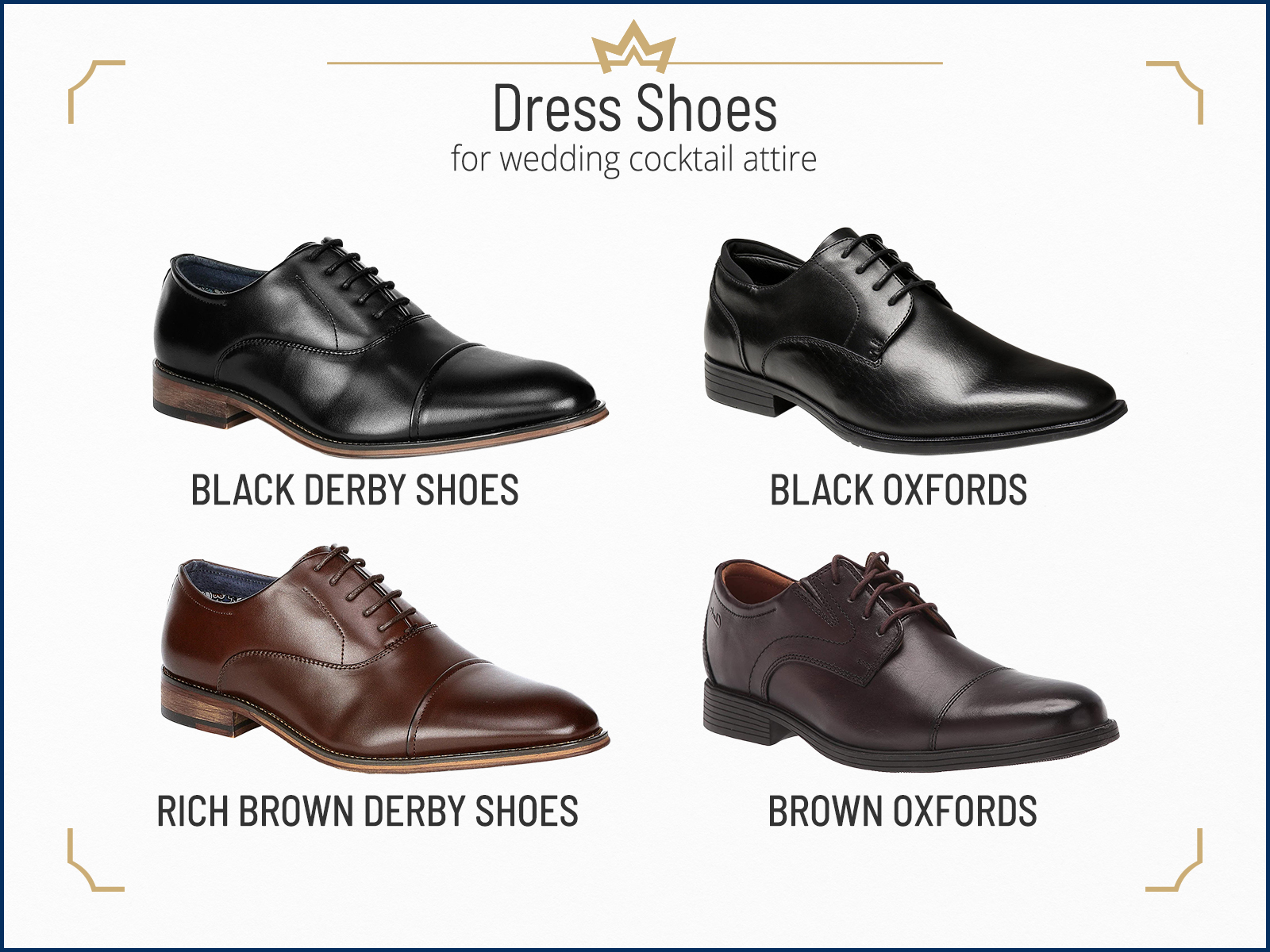 Recommended dress shoes for wedding cocktail attire