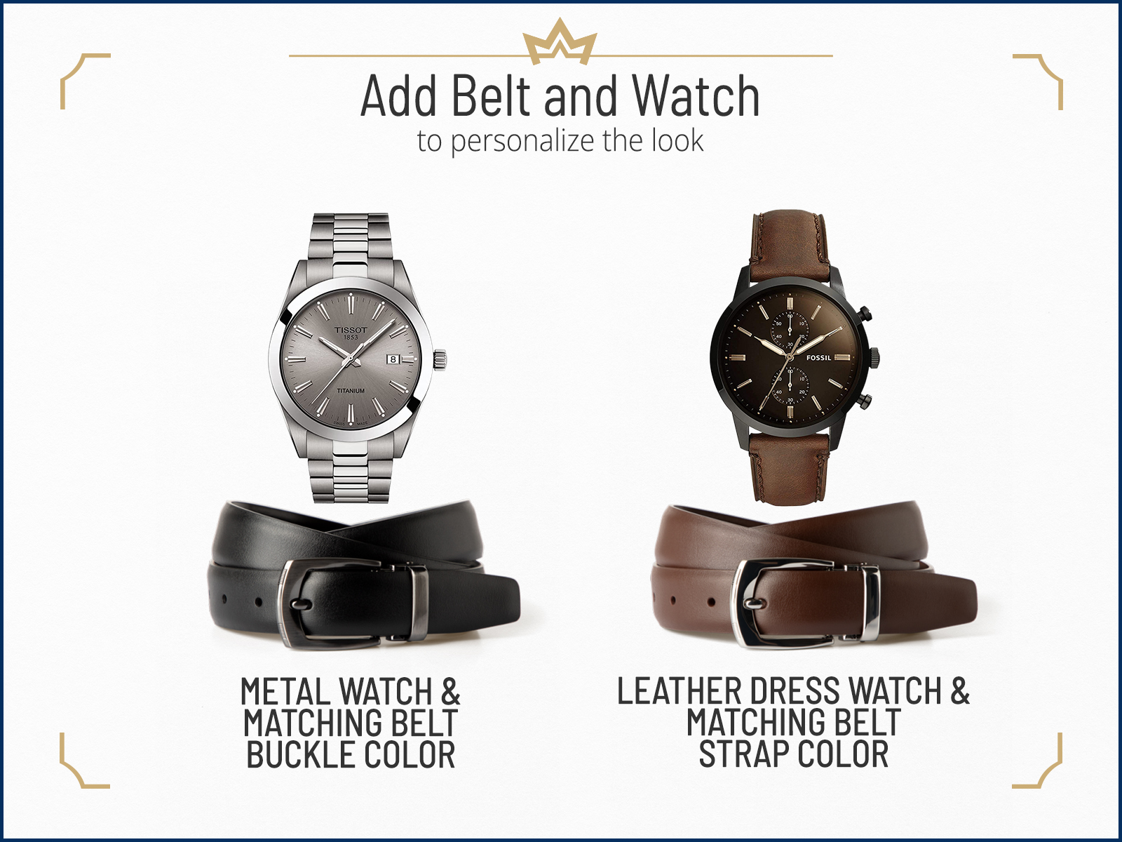 Recommended dress watch and belt combinations for cocktail attire