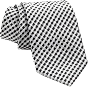 Checkered black and white woven tie by Scott Allen