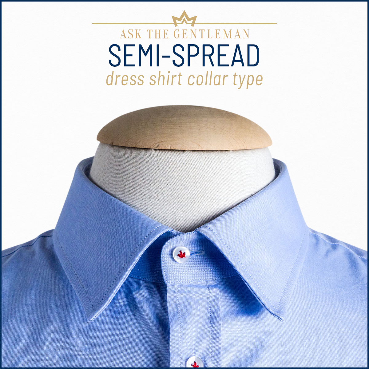 Semi-spread dress shirt collar type
