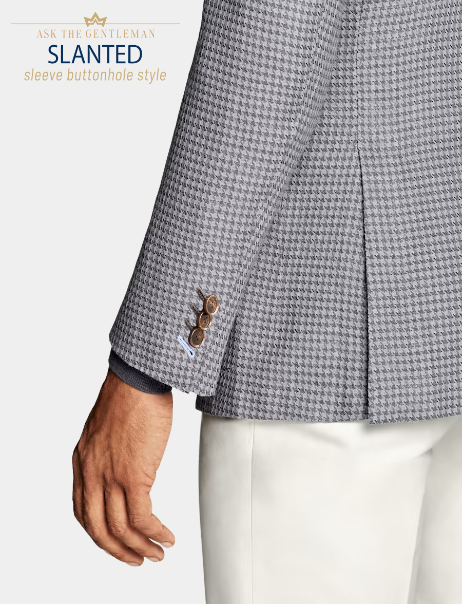 Slanted sleeve buttonhole style