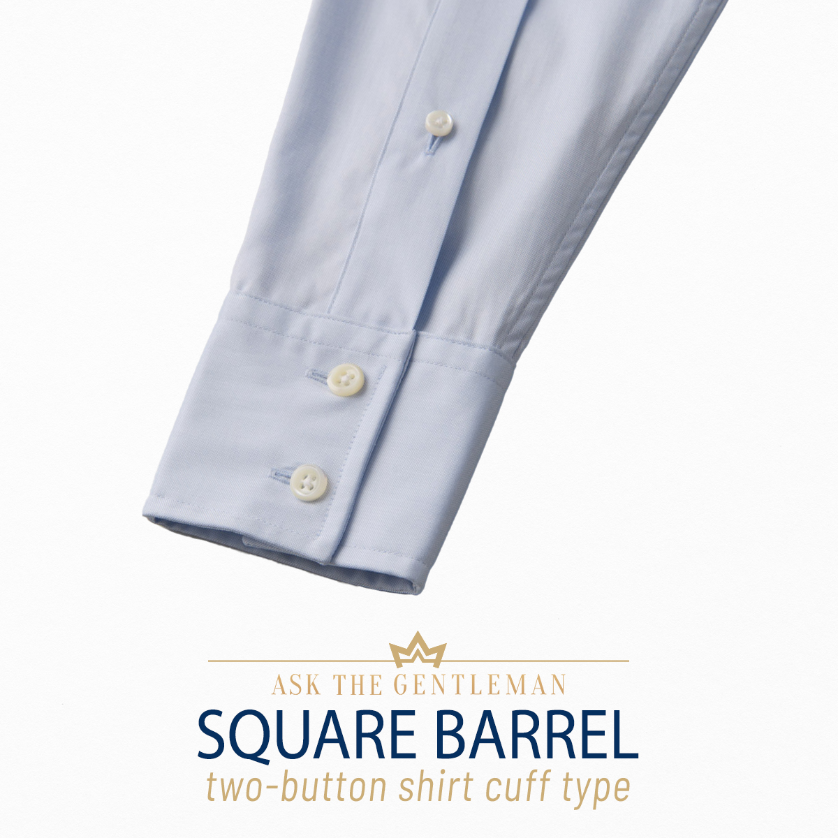 Two-button square barrel shirt cuff