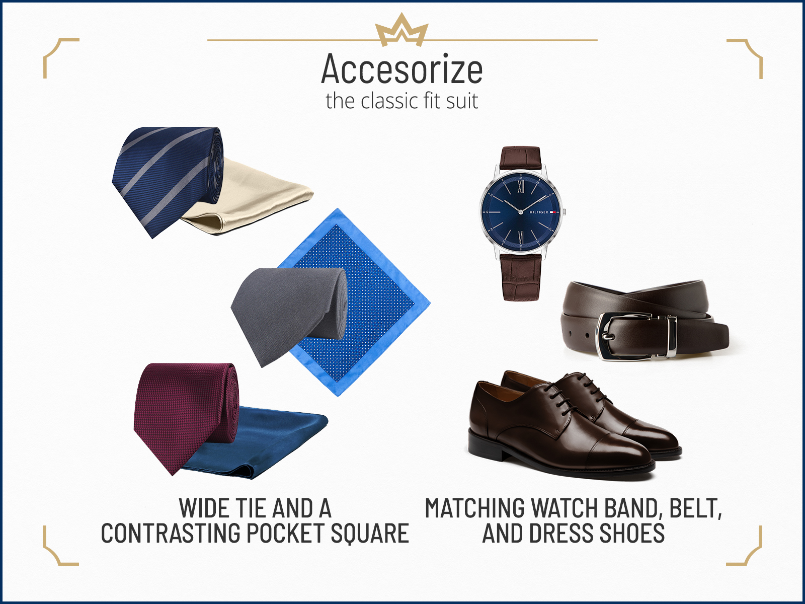 Standard accessories for the classic fit suit