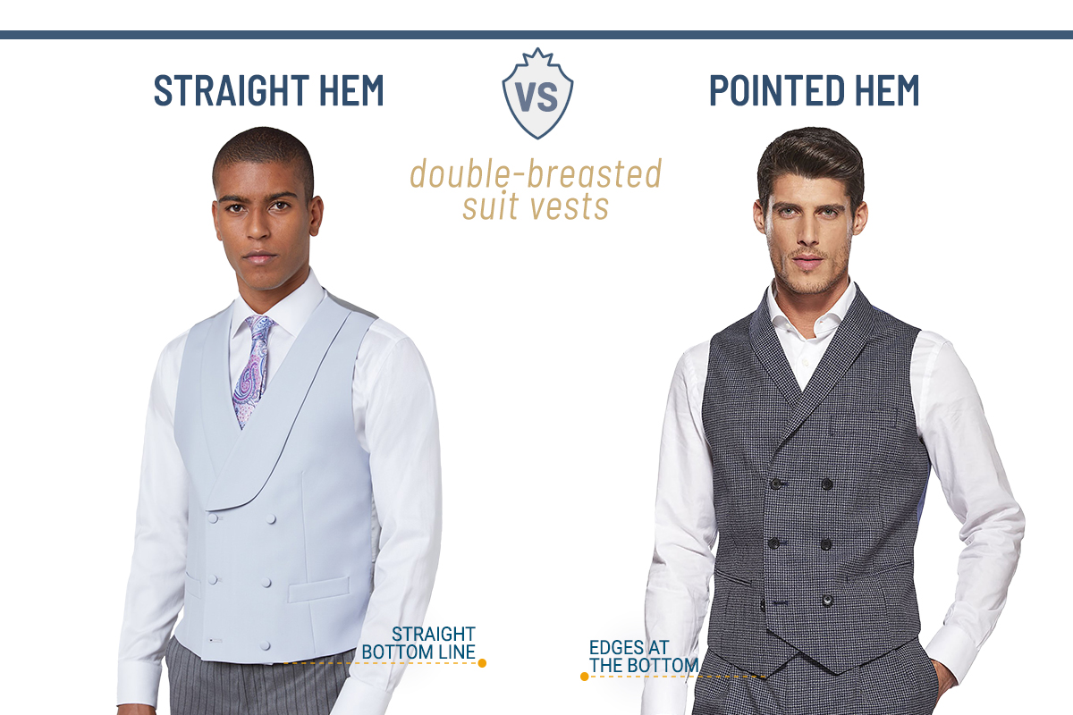 Straight hem vs. pointed hem double-breasted suit vest