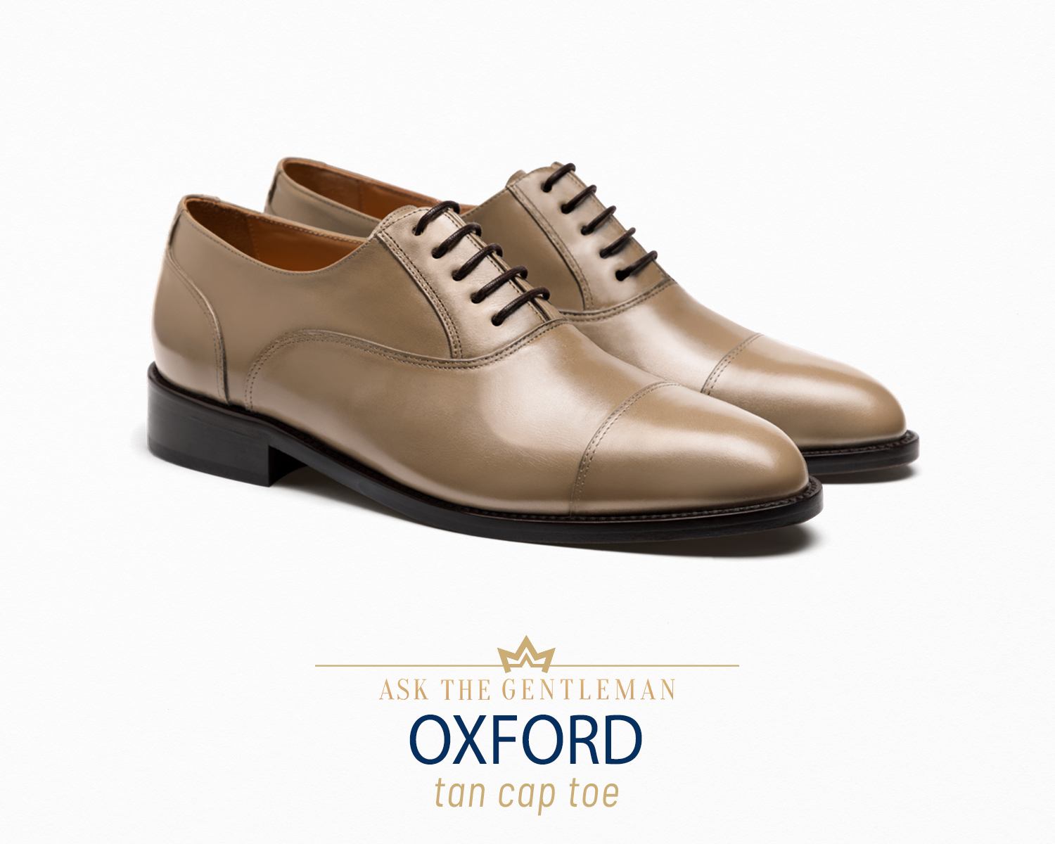 Tan cap-toe Oxford shoe