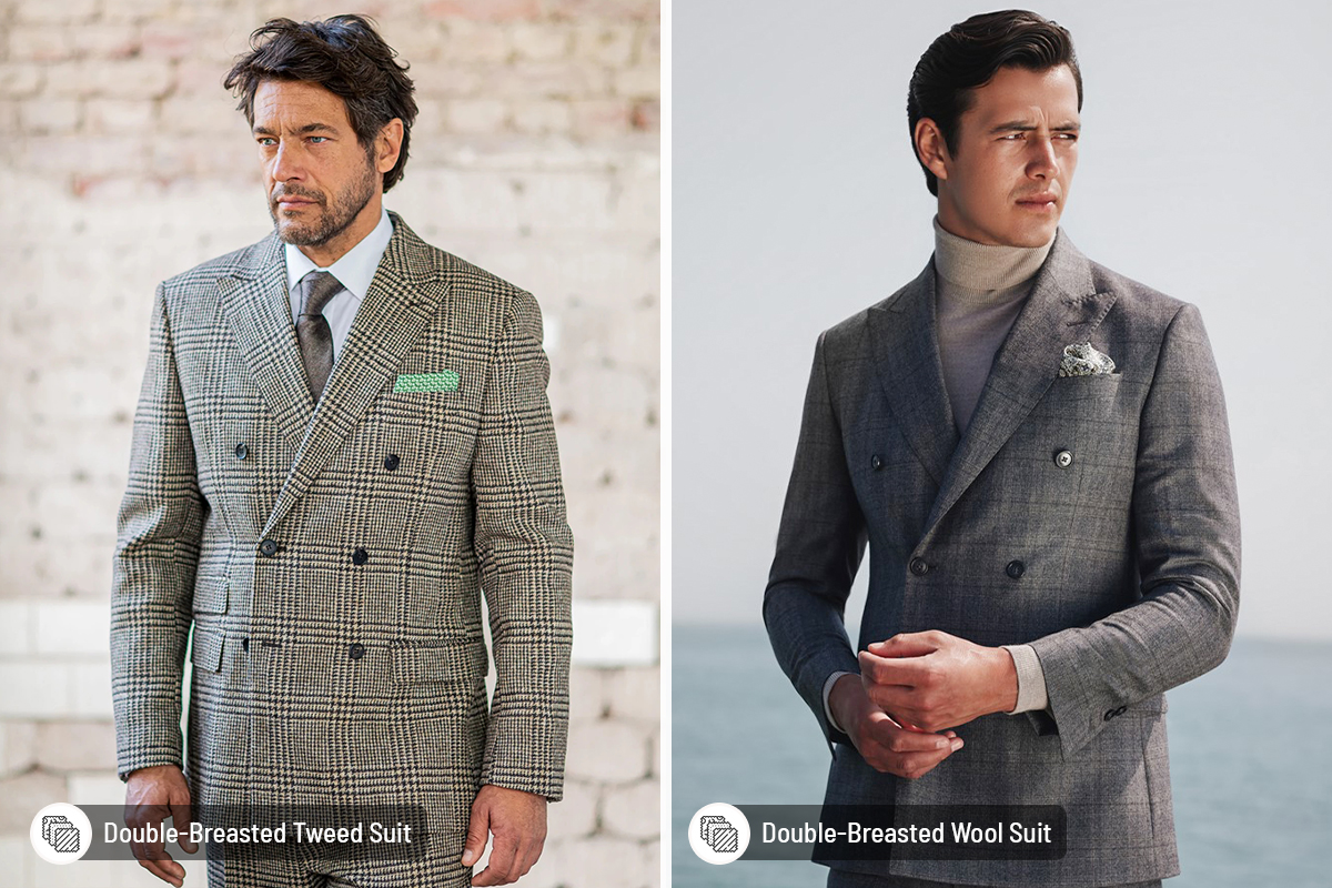 Tweed vs. wool double-breasted suits