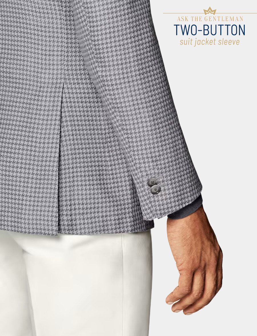 Two-button suit jacket sleeve