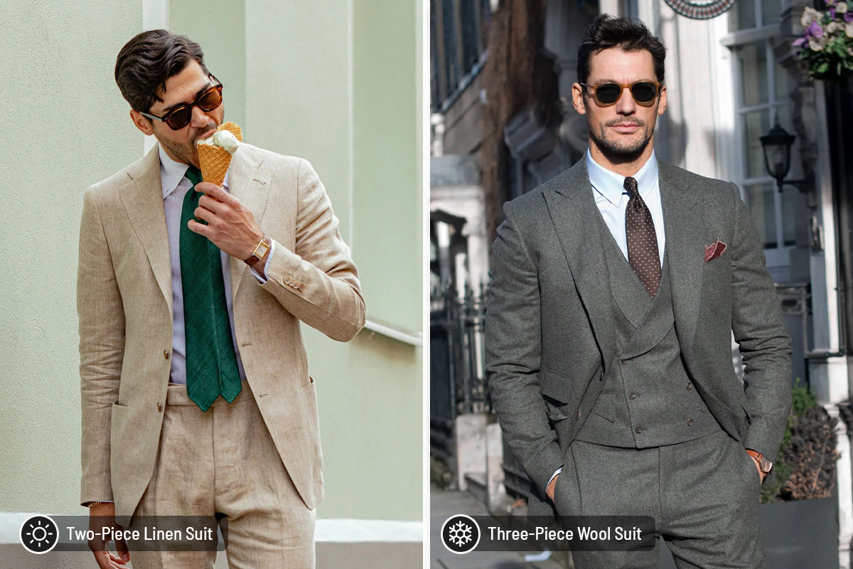 Two-piece vs. three-piece suit fabric differences