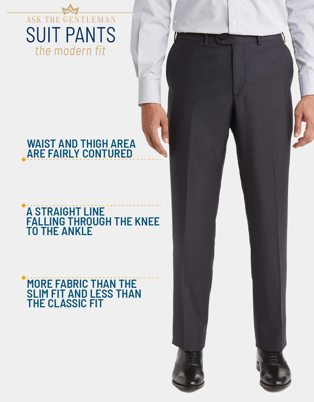 What is a modern fit suit pants cut