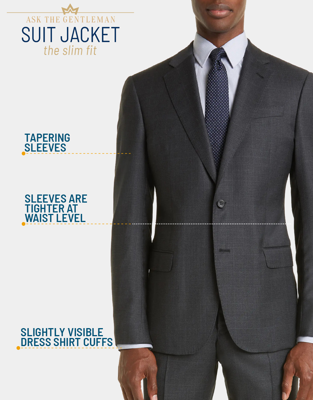 What is a slim-fit suit jacket cut