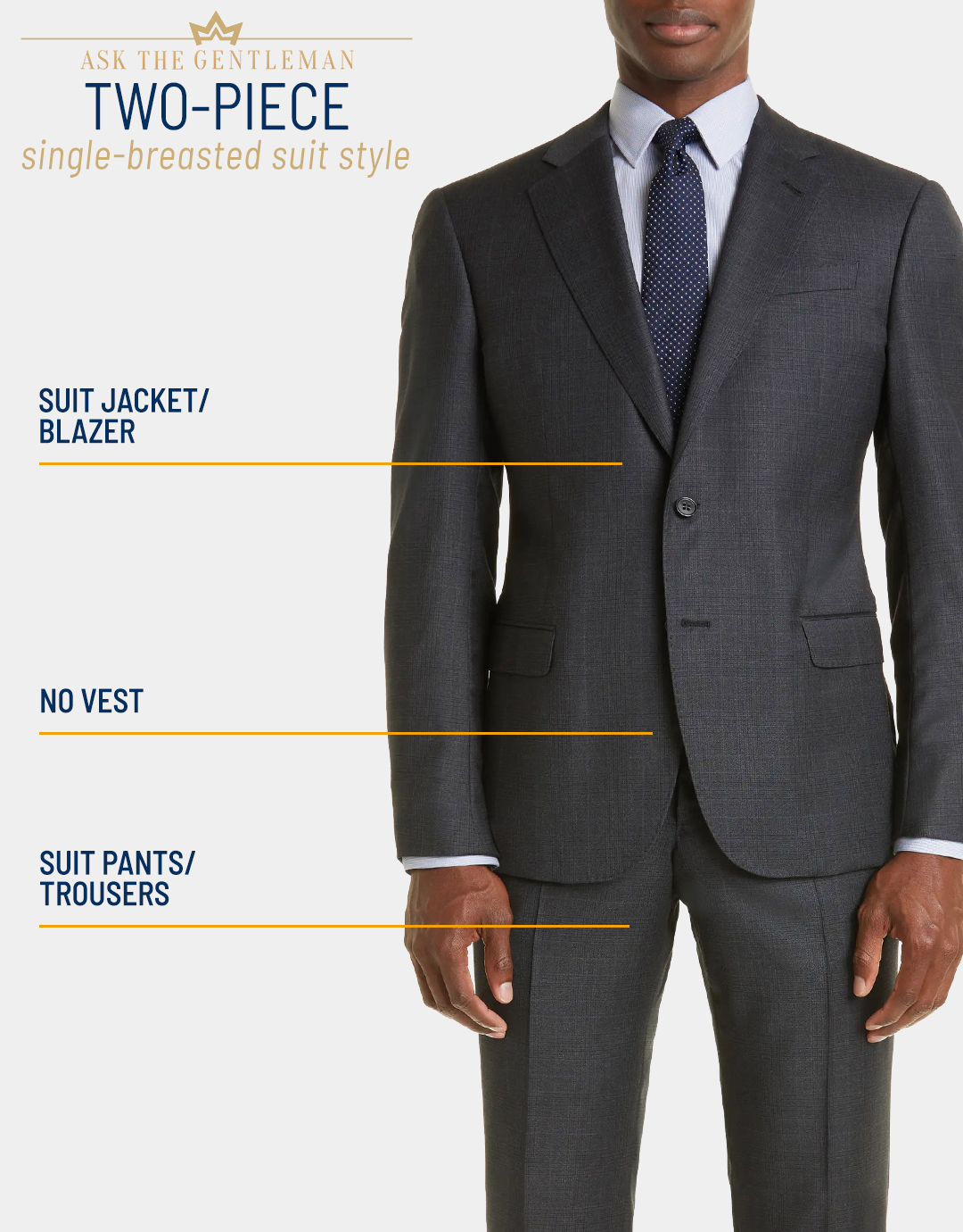 Single-breasted two-piece suit style