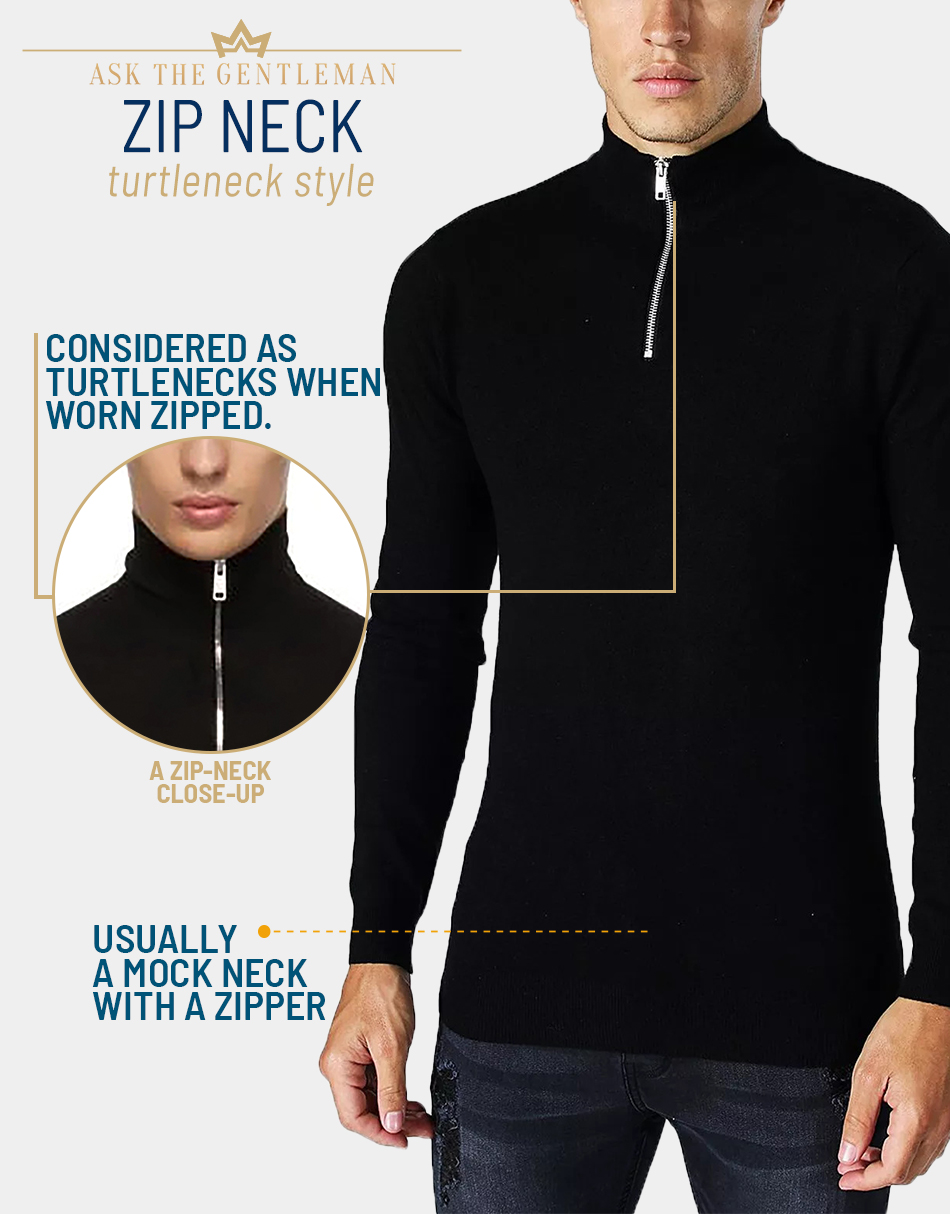 Zip turtleneck style for men